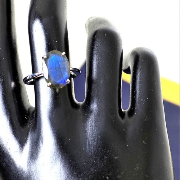 925 Sterling Silver Ring Sz 8.75 with Natural Labradorite 14x10mm Gemstone. - Picture 2 of 10